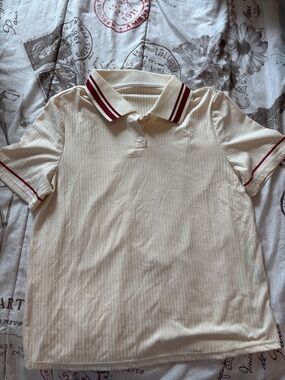 Casual Cream Polo with Red Trim